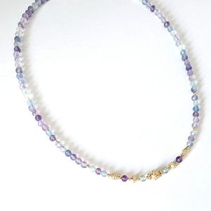 Halskette aus Naturperlen, Fluorit, Damen, Boho Chic