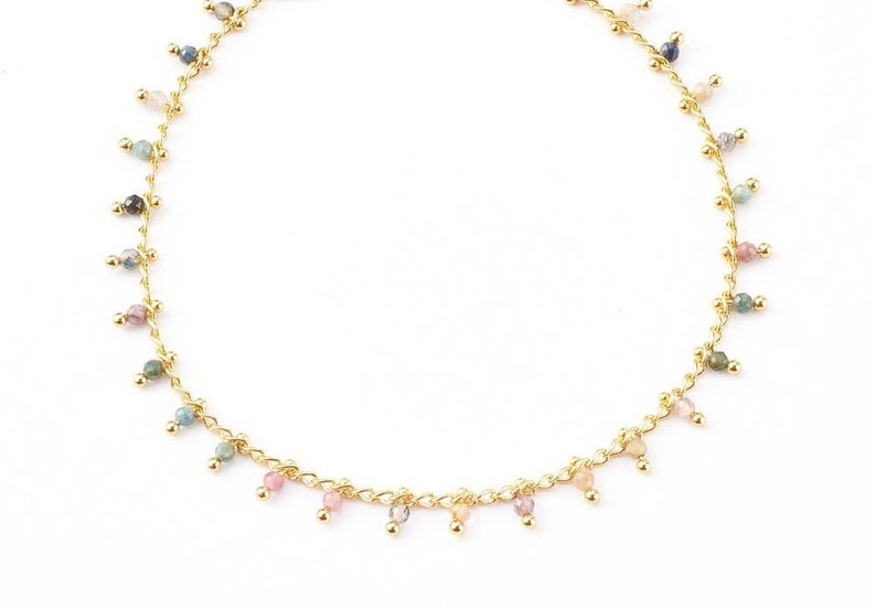 Collier chaine acier inoxydable et perles naturelles Tourmaline femme bohème chic cadeau image 6