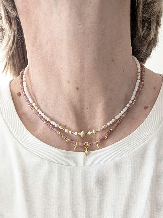 Collier Blanc Nacré Perles Naturelles 36cm + Bracelet Vintage – Stock Années 80, Neuf Sans Emballage