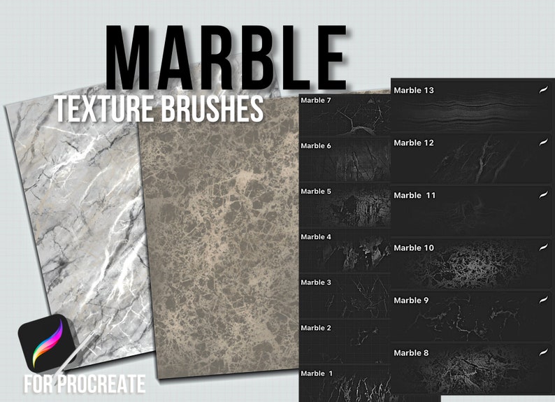 Procreate Marble Texture, marble brushset for Procreate, marble stone, Procreate Brushes for Interior sketch, Architecture, Landscape image 1