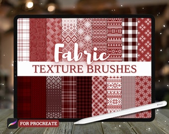 Procreate texture brushes, Procreate Christmas Brushes, plaid fabric, Procreate Christmas pattern, textures brushes, knitted pattern