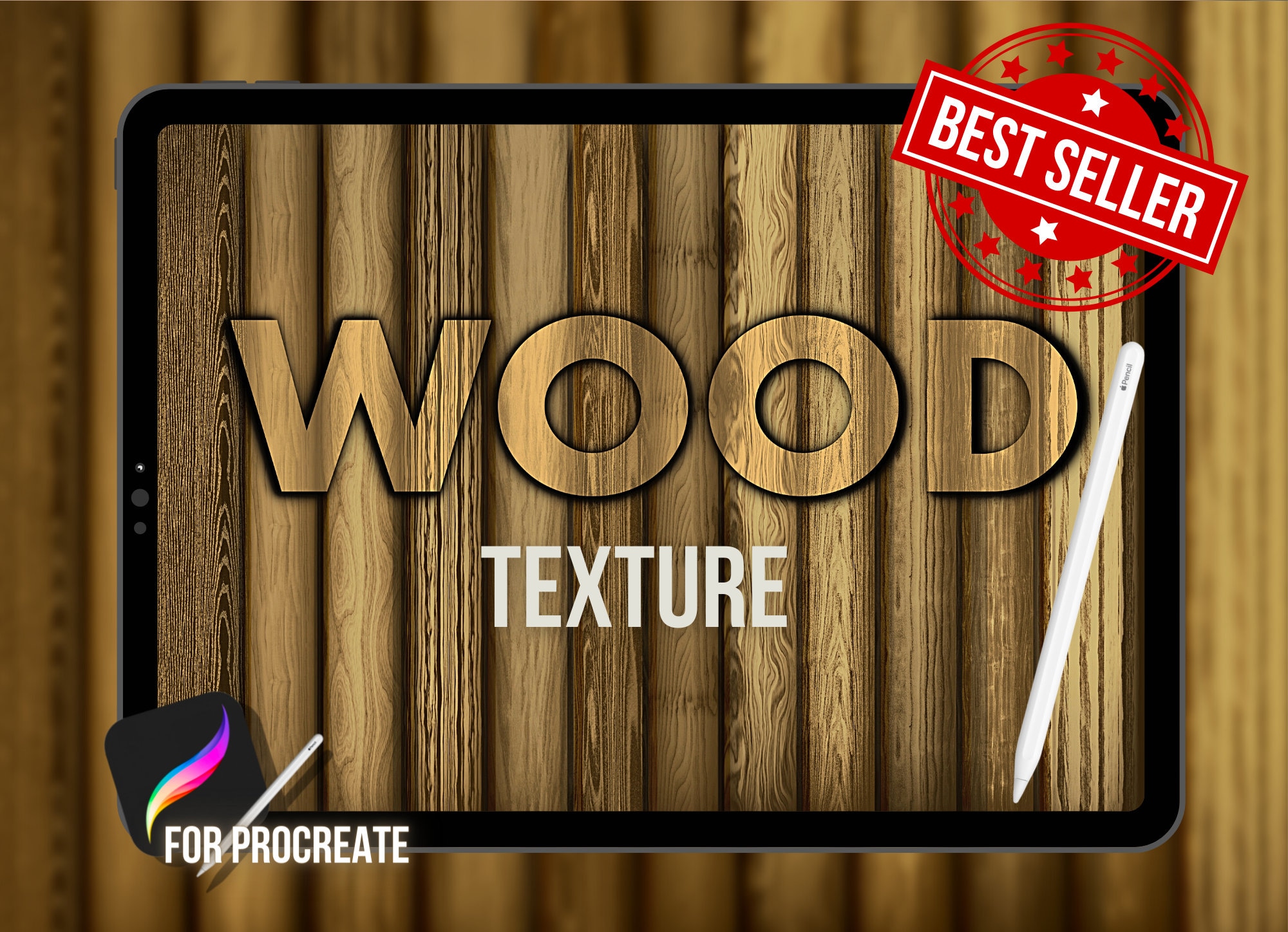 12 Procreate Wood Texture, Wood Brushset for Procreate, Wooden Floor