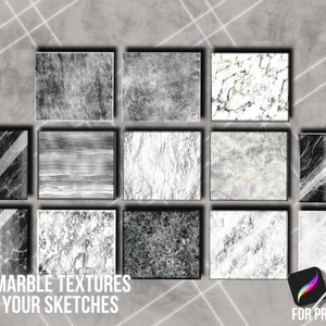 Procreate Marble Texture, marble brushset for Procreate, marble stone, Procreate Brushes for Interior sketch, Architecture, Landscape image 4