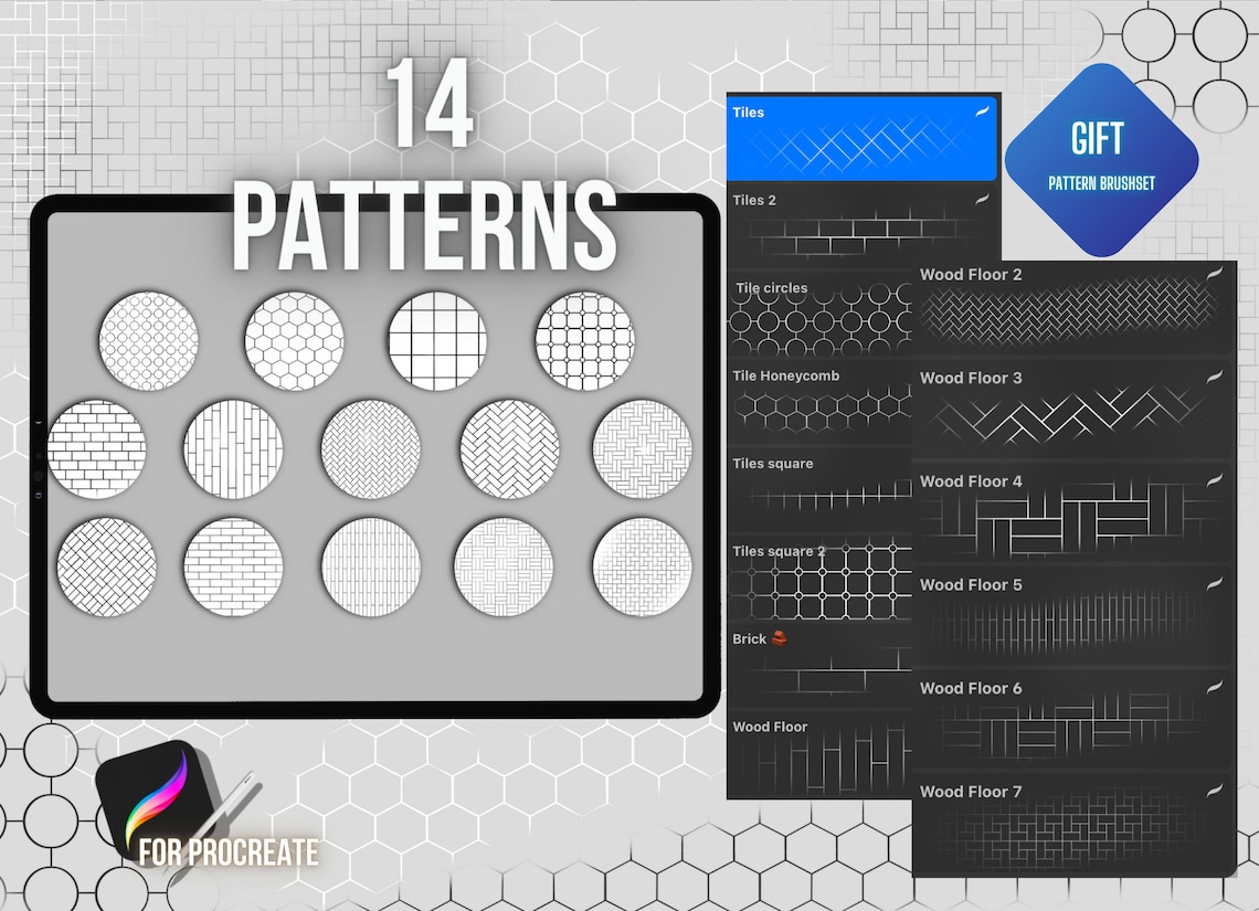 98 Architectural Brushes for Procreate, Sketch Brushes, Interior Stamps