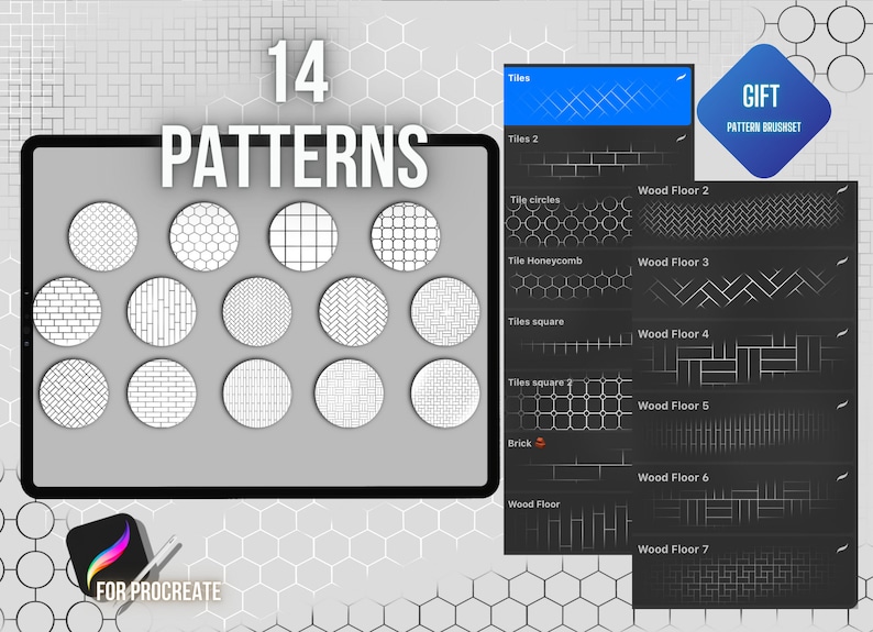 98 Architectural Brushes for Procreate, Sketch Brushes, Interior Stamps