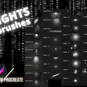 Procreate Lights Brushes, light brush, glitter brush procreate, sparkle for procreate, brush stamp, star brushes, procreate shine brushes