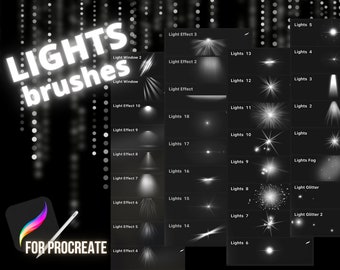 Procreate Lights Brushes, lichte borstel, glitterborstel voortplanten, schittering voor voortplanting, penseelstempel, sterborstels, voortplanting glansborstels