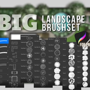 Landscape element brush Procreate, Procreate Architecture, tree brush stamp, procreate landscape stamp, Nature elements for landscapes