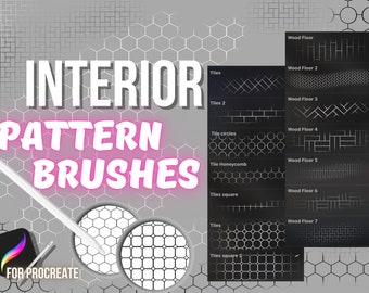 14 Interior pattern brushes for Procreate, interior sketch brushset, tile pattern, tile brush, interior design brushset, Texture brushes