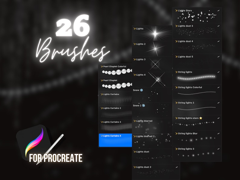 Procreate Magical Lights Brushes Christmas Lights Light Etsy