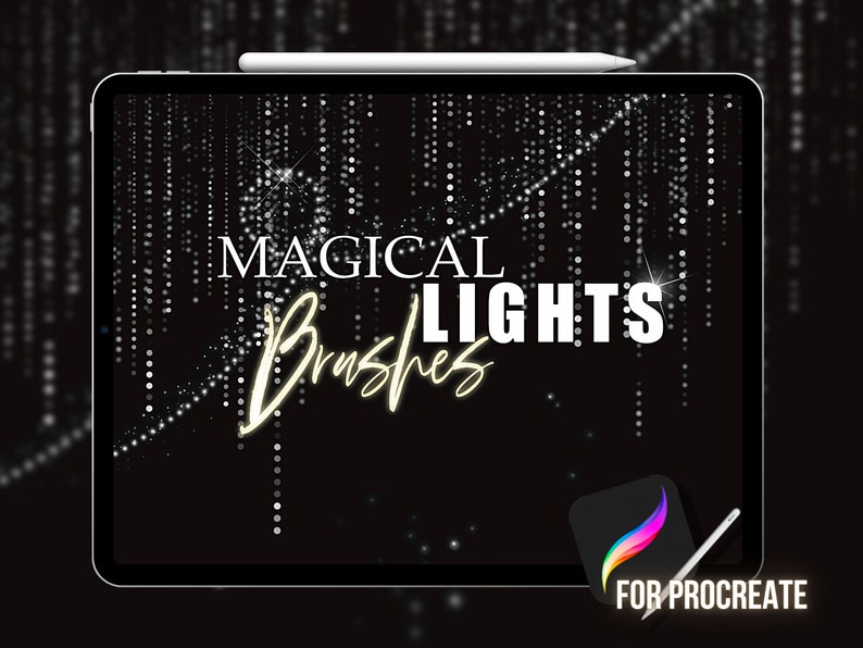 Procreate Magical Lights Brushes, Christmas Lights, light brush, glitter brush, Bokeh, sparkle procreate, Fairy Lights, procreate shine image 1