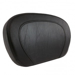 Puede incluir: Respaldo de pasajero de motocicleta de cuero negro con un diseño cosido.