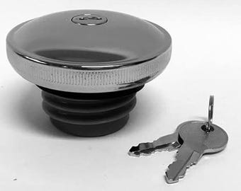 Locking Screw-in Ratcheting Chrome Vented Key Lock Gas Cap Tank Sportster Harley Davidson Dyna Chopper Fuel Caps 03-0320A-A Drag Specialties