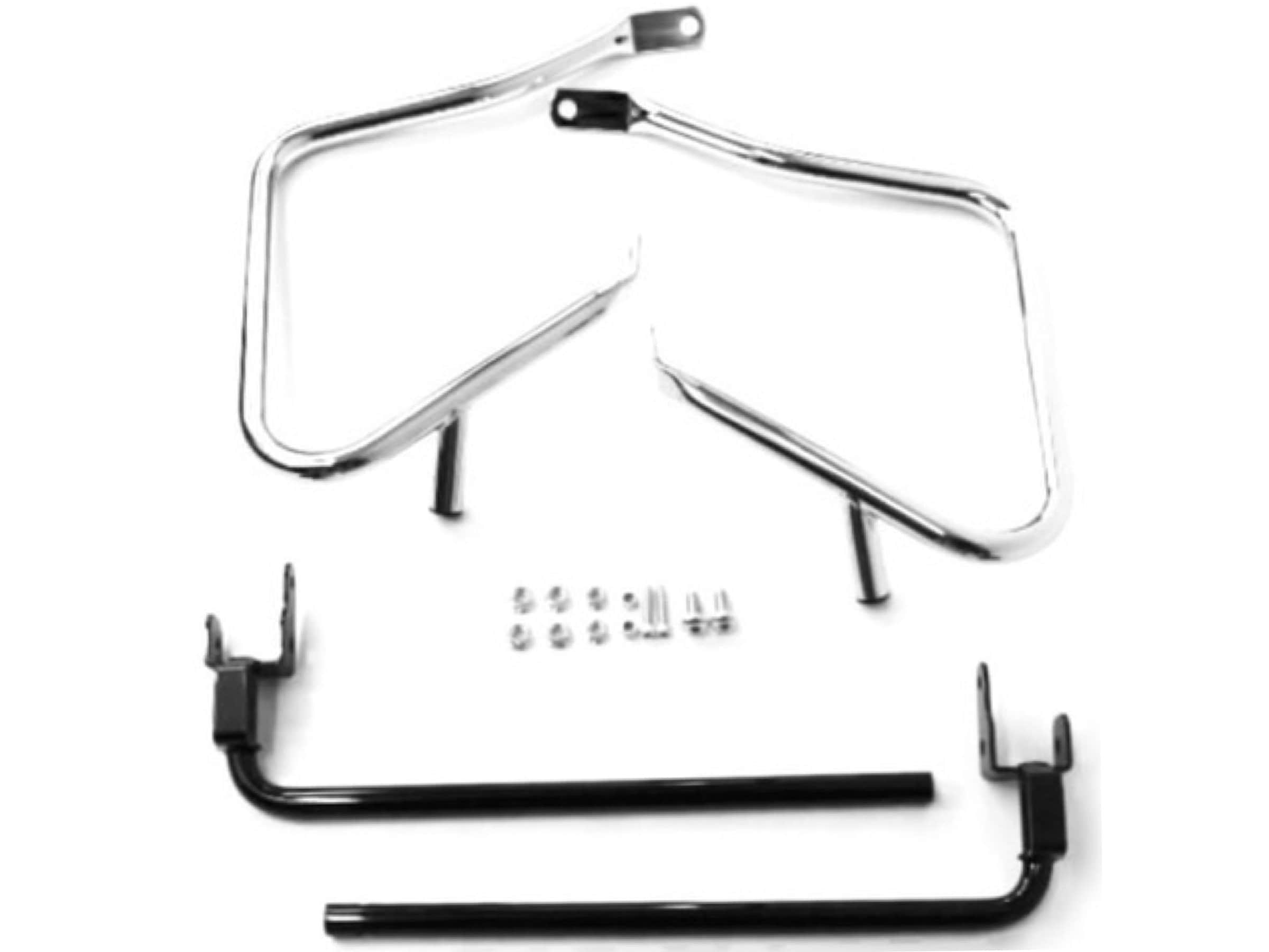 NEW CHROME GUARDS HARLEY SADDLE BAG BAGS GUARD SUPPORT BRACKETS TOURING 90200787