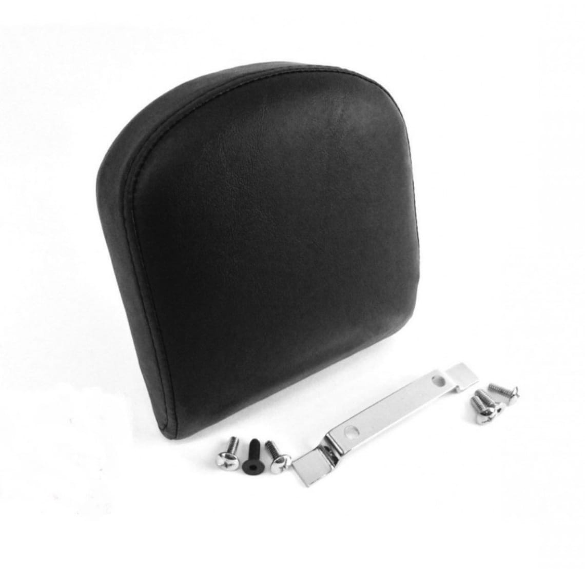 Small Smooth Passenger Backrest Pad & Chrome Bracket for Harley Davidson Sportster Dyna Softail