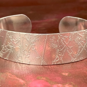 Etched Sterling Silver Cuff 2cm image 1