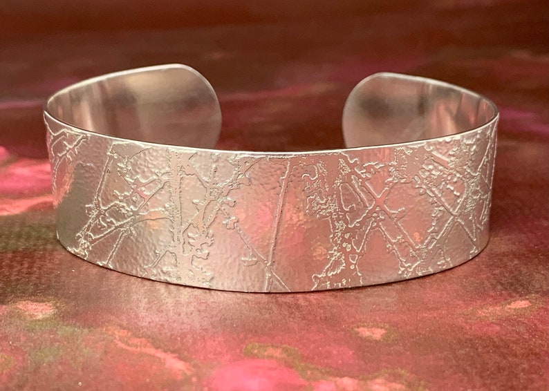 Etched Sterling Silver Cuff 2cm image 1