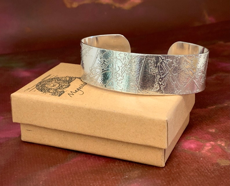 Etched Sterling Silver Cuff 2cm image 3