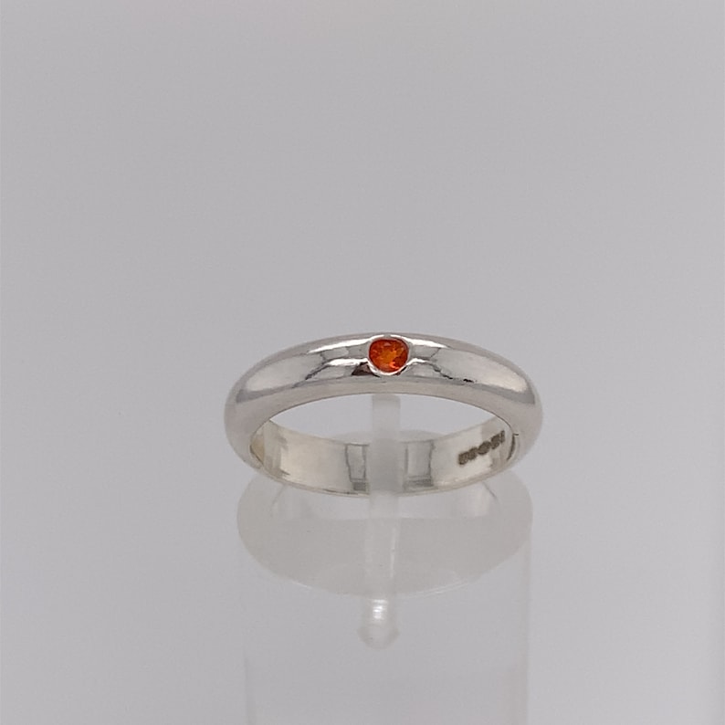 Sterling Silver Fire Opal Flush Set Ring Magwitchery image 3