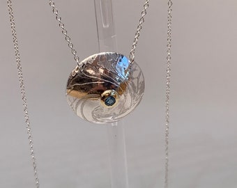 Blue Topaz Gold Silver Pendant Round