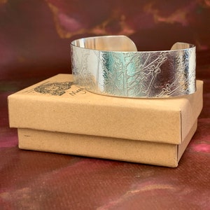 Etched Sterling Silver Cuff 2cm image 5