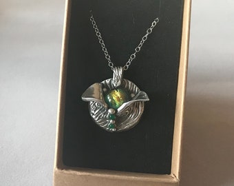 Fine Silver and Dichroic Glass Pendant