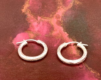 Textured Silver Creole Hoops