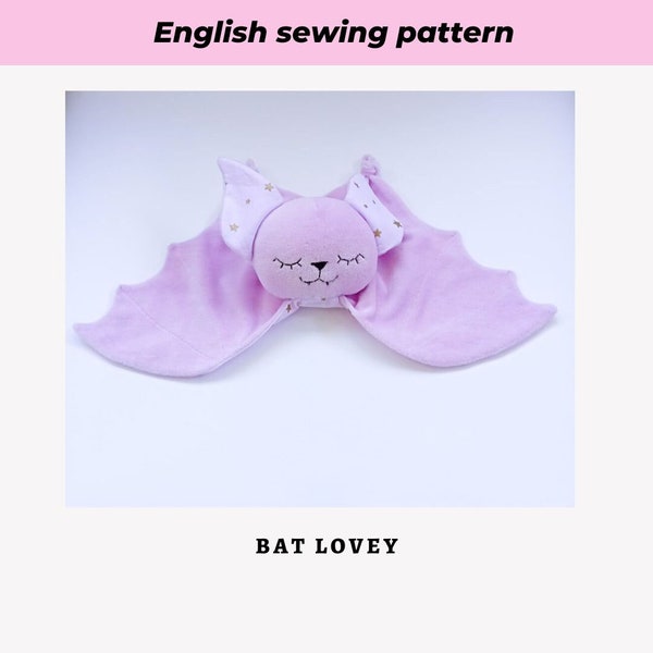 Bat Lovey швейный шаблон PDF Защитное одеяло Чучело Животное Цифровое Скачать Хэллоуин игрушечный узор