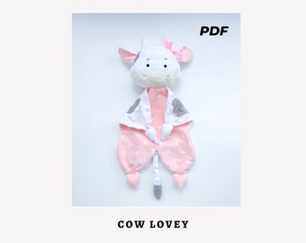 Cow Lovey sewing pattern PDF and Tutorial Stuffed Animal Digital Download