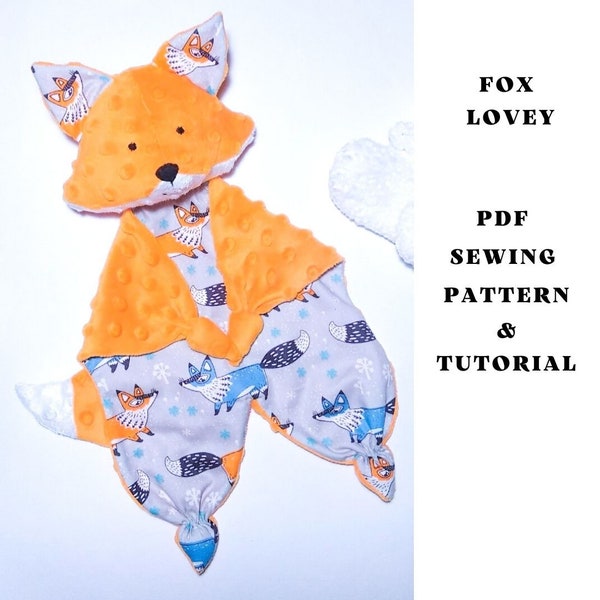 Fox sewing pattern PDF Stuffed animal Fox security blanket Baby comforter