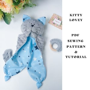 Cat lovey sewing pattern Kitty security blanket stuffed cat