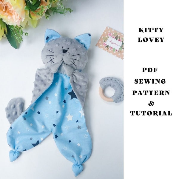 Cat lovey sewing pattern Kitty security blanket stuffed cat