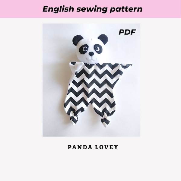 Panda lovey sewing pattern PDF Stuffed Animal Doudou Security Blanket