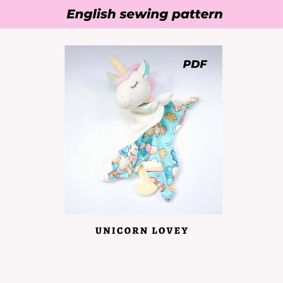 Unicorn Lovey Sewing Pattern PDF Stuffed Animal Digital | Etsy