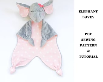 PDF Elephant Lovey sewing pattern and Tutorial Stuffed Animal Digital Download
