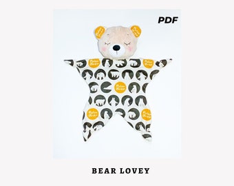 Bär Lovey Schnittmuster PDF Sicherheitsdecke Kuscheltier Baby tröster