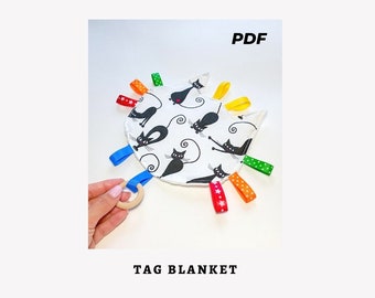 Baby Tag blanket sewing pattern PDF Kitty Crinkle Tag toy pattern Baby comforter