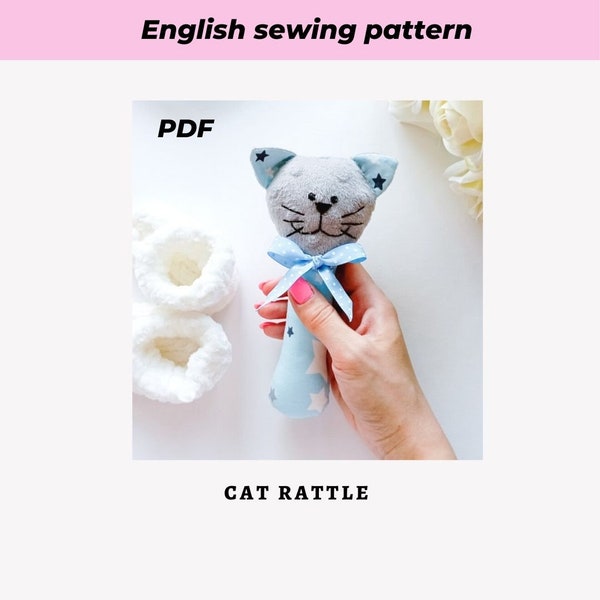 PDF Kitty baby rattle sewing pattern and Tutorial Digital Download