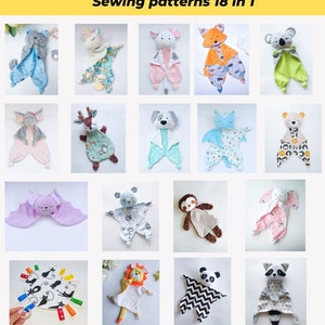 Peut inclure: Un ensemble de 18 patrons de couture pour réaliser des peluches pour bébés. Les patrons comprennent une variété d'animaux, tels qu'une licorne, un renard, un koala, un cerf, un chien, un dragon, un paresseux, un lapin, un panda, un raton laveur, et plus encore. Chaque patron comprend une illustration détaillée et des instructions pour coudre le jouet.
