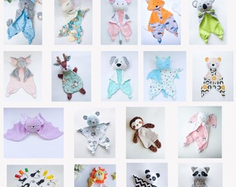 18 in 1 sewing patterns set Puppy lovey, Elephant lovey, Unicorn lovey, Deer lovey Bunny lovey