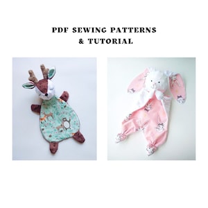 2 PDF Lovey patrones de costura Deer lovey and Bunny Security Blanket Descarga digital