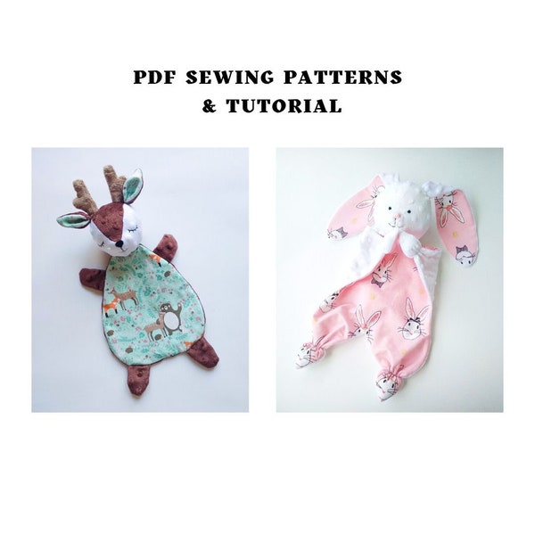 2 PDF Lovey sewing patterns Deer lovey and Bunny Security Blanket Digital Download