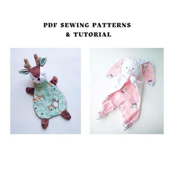 2 PDF Lovey sewing patterns Deer lovey and Bunny Security Blanket Digital Download