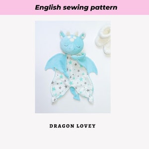 Dragon Lovey PDF sewing pattern Security blanket Stuffed Animal Digital Download