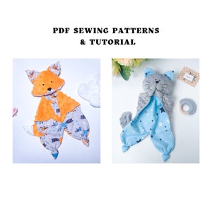 2 PDF Lovey sewing patterns Cat lovey and Fox Security Blanket Digital Download