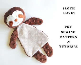 PDF Sloth Lovey sewing pattern and Tutorial Stuffed Animal Digital Download