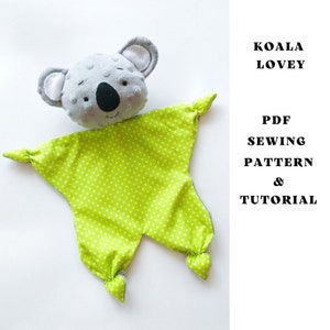 Koala lovey sewing pattern PDF Stuffed Animal Doudou Security Blanket