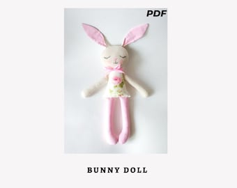 PDF Bunny doll sewing pattern and Tutorial Rabbit pattern
