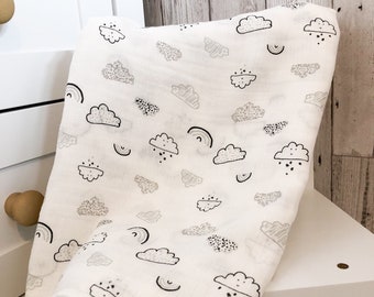 black and white muslin squares