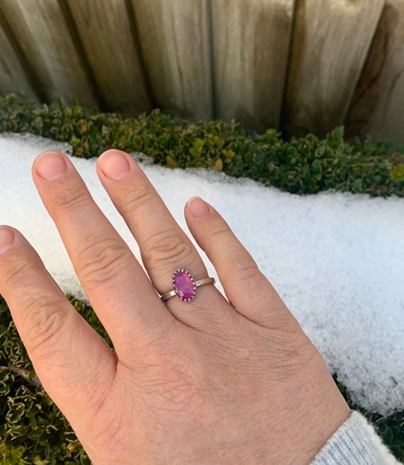 Handmade Pink Ruby sterling silver ring